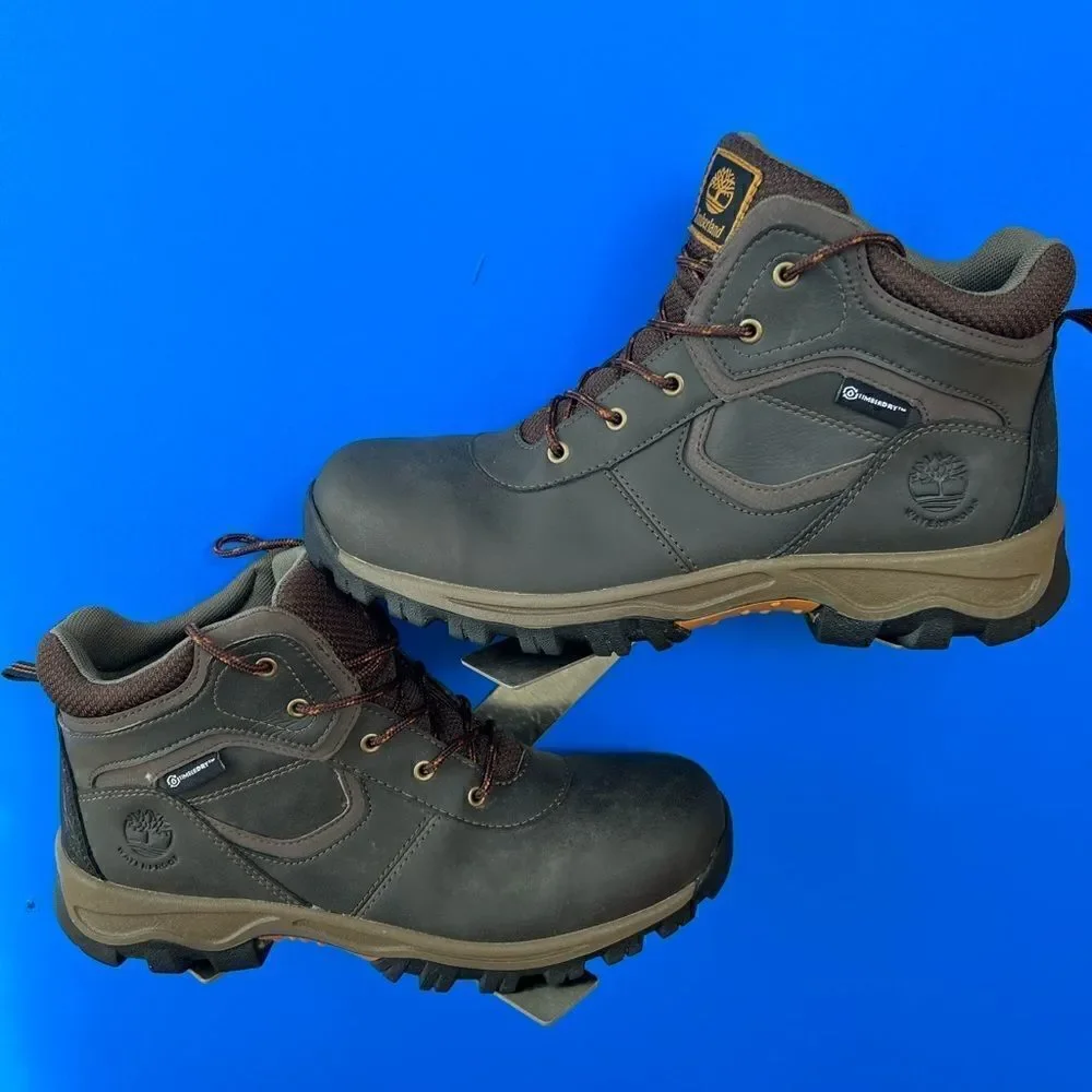 Timberland Boys Mt. Maddsen A14IB Brown Leather Lace Up Hiking Boots Size US 6.5